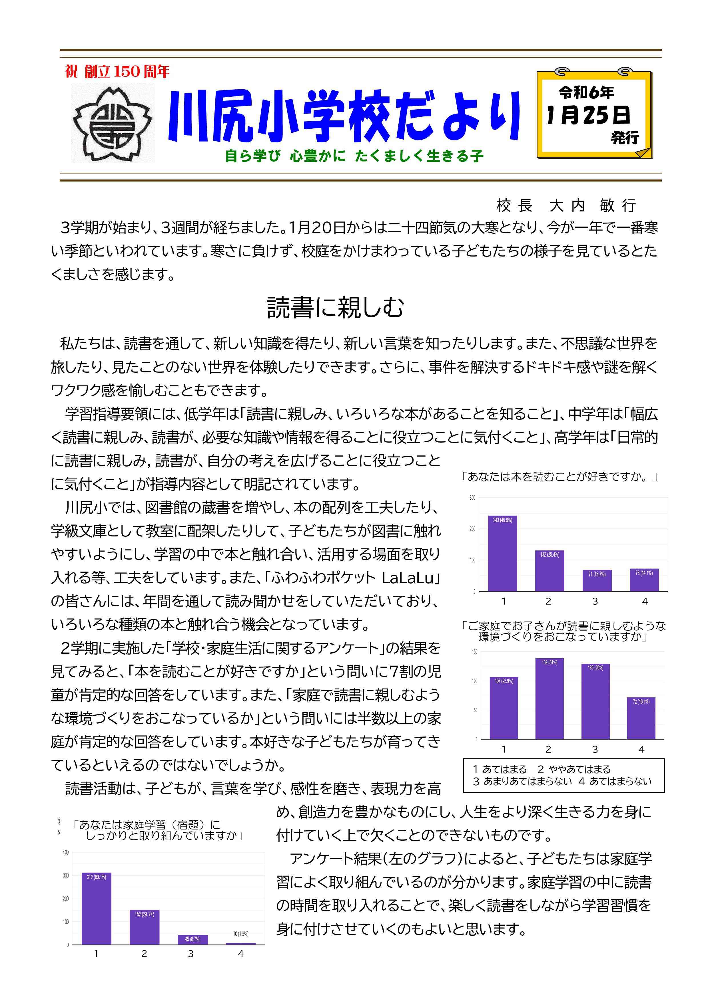 Ｒ５学校だより　１月２５日号表（川尻小）